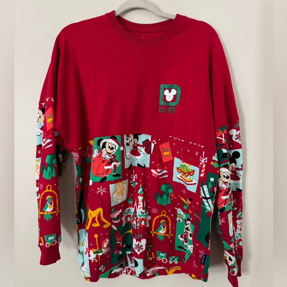 Disney Red Holiday Sweatshirt with Mickey Mouse